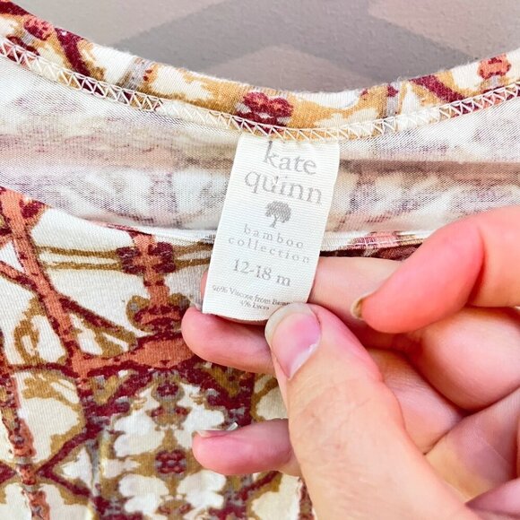 Baby Romper By Kate Quinn Bamboo Collection 12-18M Floral Geometric Print - Picture 2 of 4